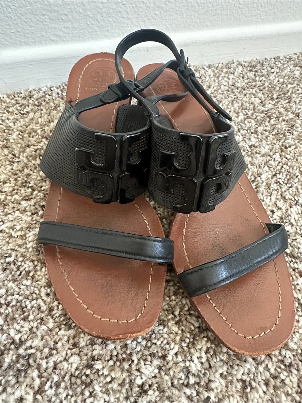 Tory Burch Leather Black Sandal Women's Black Leather Slingback Sandals